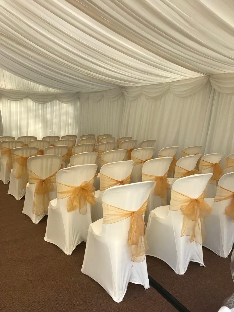 white marquee with white interior